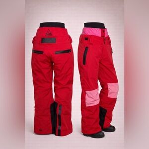Women's Red and Pink Snow Pants